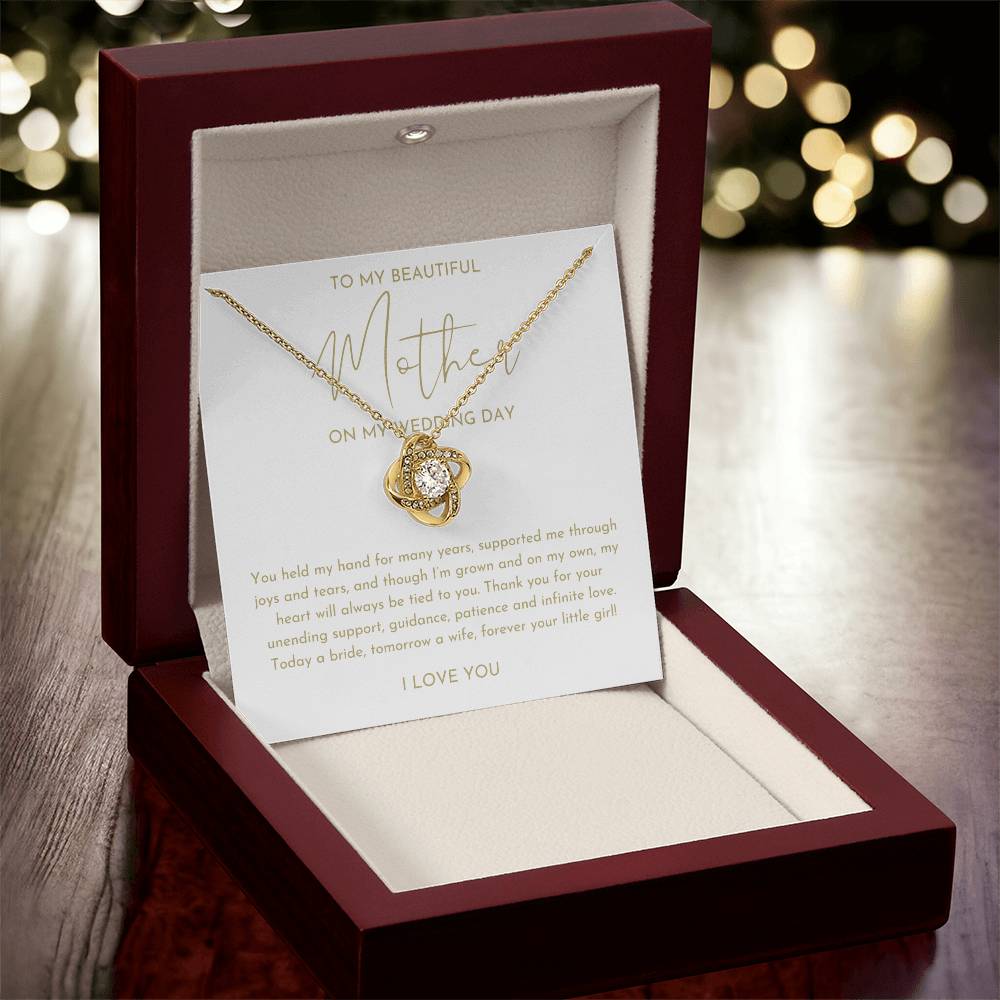 Mother Of The Bride Gift (You Held My Hand) Love Knot Necklace - Heartfelt Collection