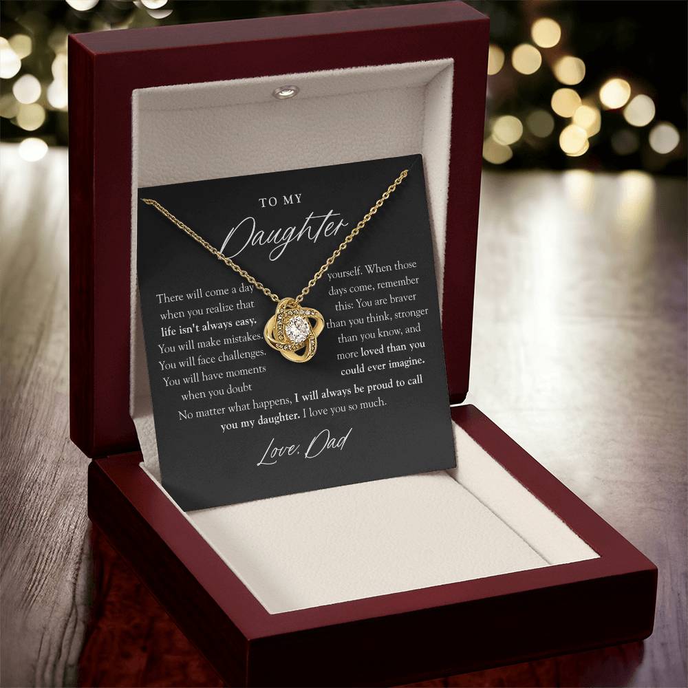 To My Daughter Necklace | Braver Than You Think Matte Black
