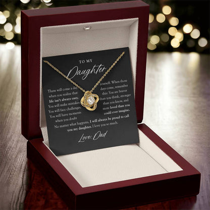 To My Daughter Necklace | Braver Than You Think Matte Black