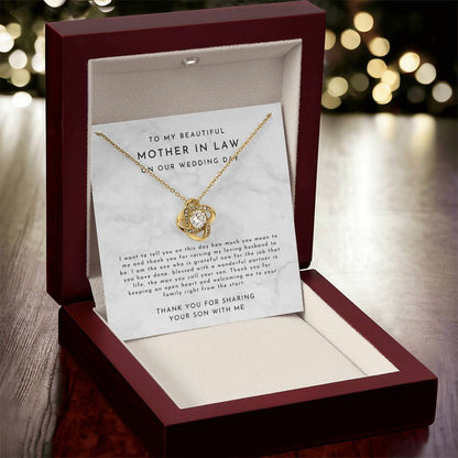 Mother In Law Gift (I Want To Tell You) Love Knot Necklace