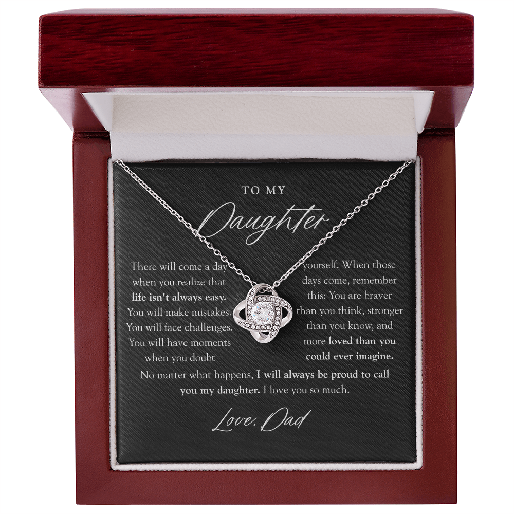 To My Daughter Necklace | Braver Than You Think Matte Black