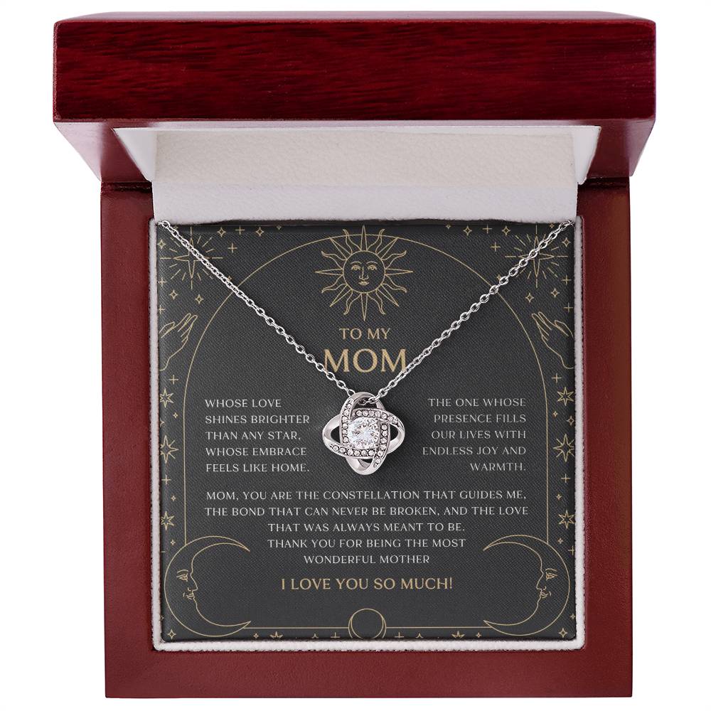 Celestial Moon and Stars Mom Love Knot Necklace