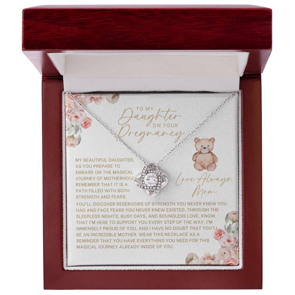 Floral and Bear Daughter Pregnancy Necklace