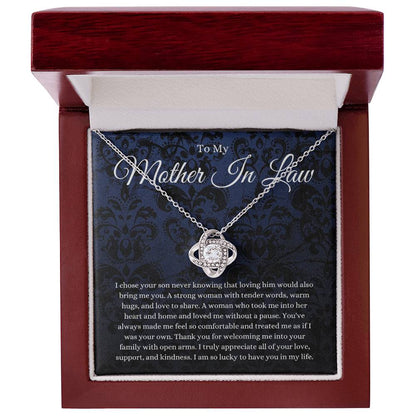 Mother In Law Gift (I Chose Your Son) Love Knot Necklace - Blue Lace Collection