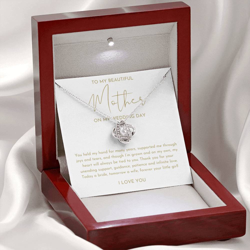 Mother Of The Bride Gift (You Held My Hand) Love Knot Necklace - Heartfelt Collection