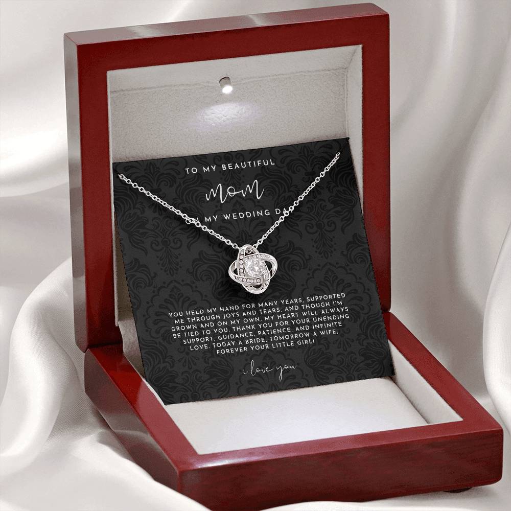 Mother Of The Bride Gift (You Held My Hand) Love Knot Necklace - Black Lace Collection