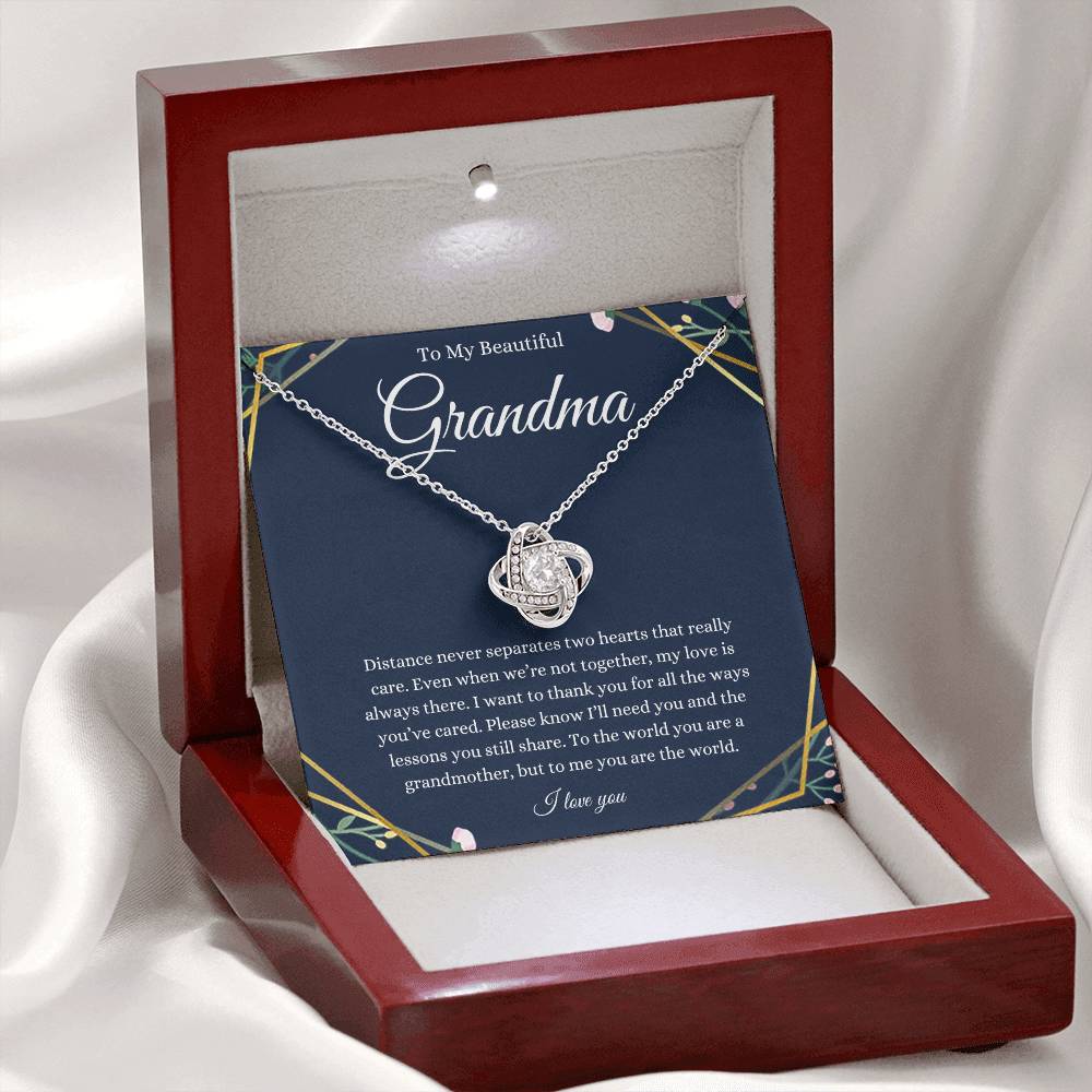 To My Beautiful Grandma Love Knot Necklace