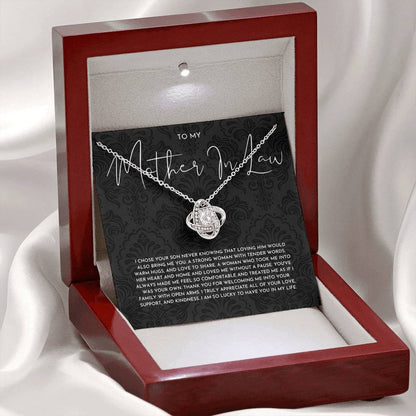 Mother In Law Gift (I Chose Your Son) Love Knot Necklace - Black Lace Collection