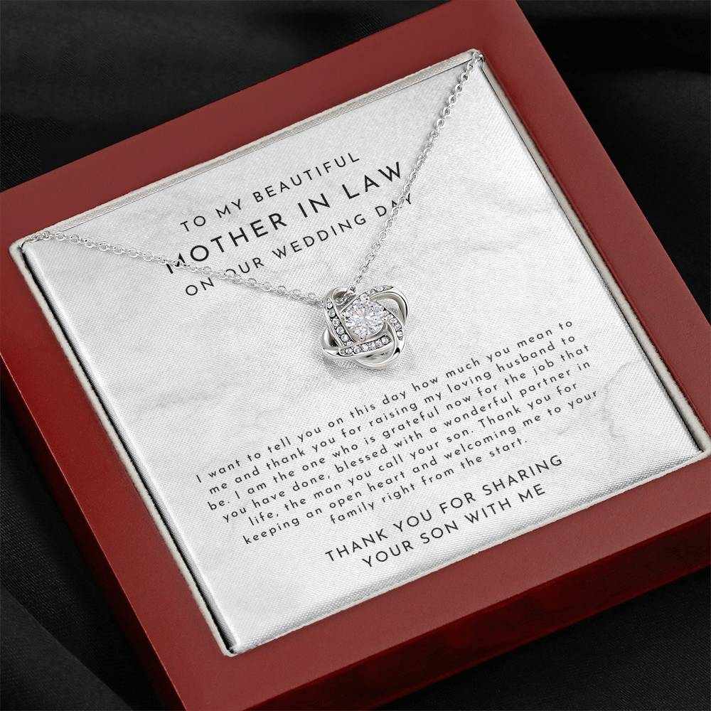 Mother In Law Gift (I Want To Tell You) Love Knot Necklace - Timeless Marble Collection