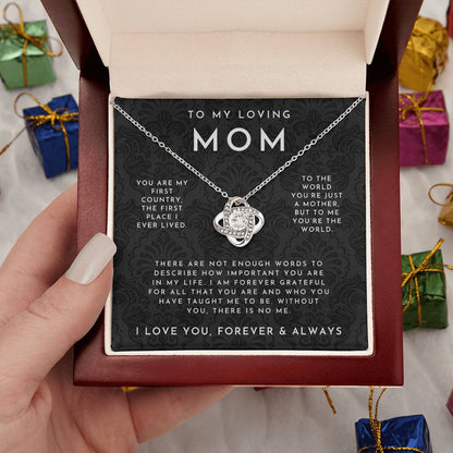 To My Loving Mom Love Knot Necklace