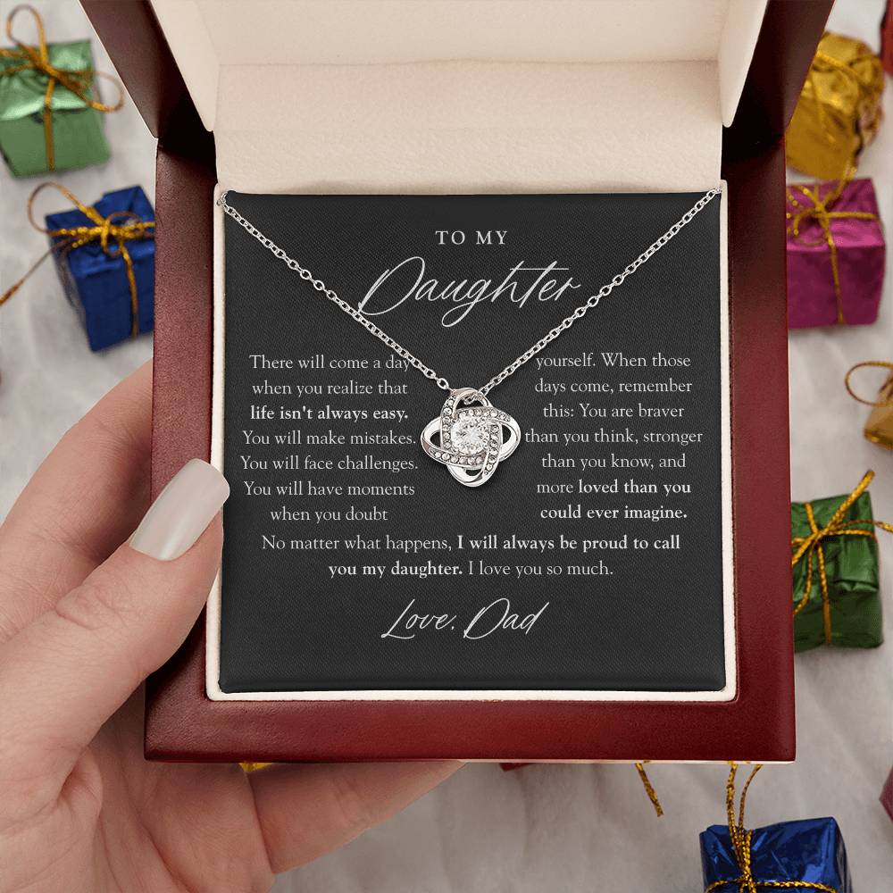 To My Daughter Necklace | Braver Than You Think Matte Black