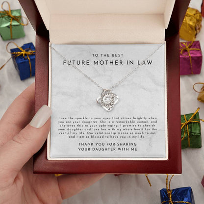 Mother In Law Gift (I See The Sparkle DAUGHTER) Love Knot Necklace - Timeless Marble Collection