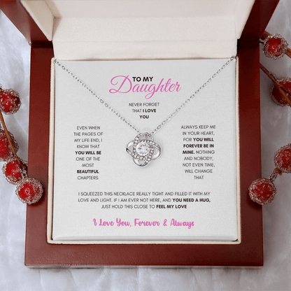 To My Daughter (Pages Of My Life) Love Knot Necklace