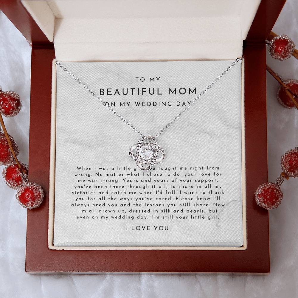 Mother Of The Bride Gift (When I Was A Little Girl) Love Knot Necklace - Timeless Marble Collection