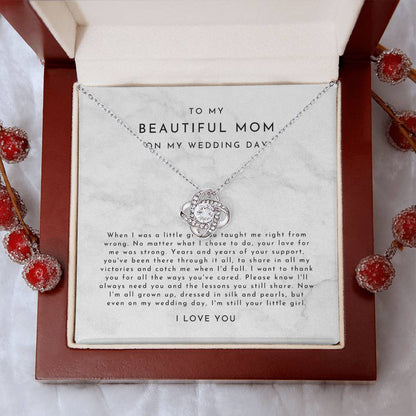 Mother Of The Bride Gift (When I Was A Little Girl) Love Knot Necklace - Timeless Marble Collection