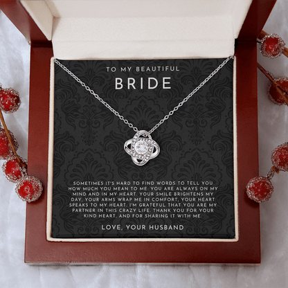To My Bride Necklace - Love Knot Necklace