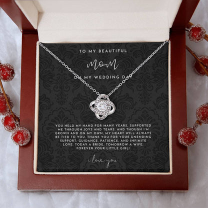 Mother Of The Bride Gift (You Held My Hand) Love Knot Necklace - Black Lace Collection