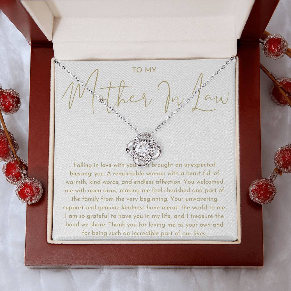 Mother In Law Gift (Falling In Love With Your Son) Love Knot Necklace - Heartfelt Collection