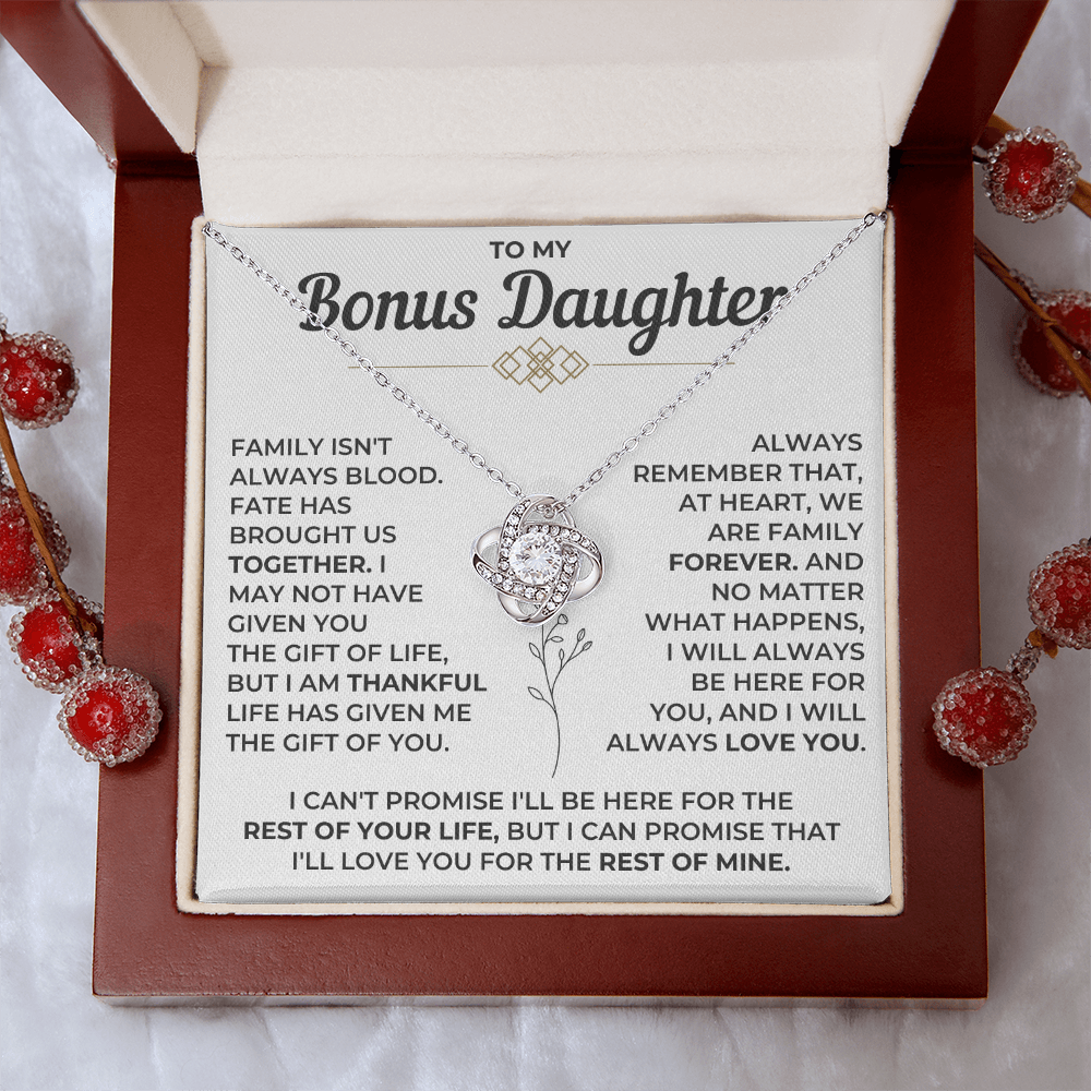 To My Bonus Daughter - Love Knot Necklace