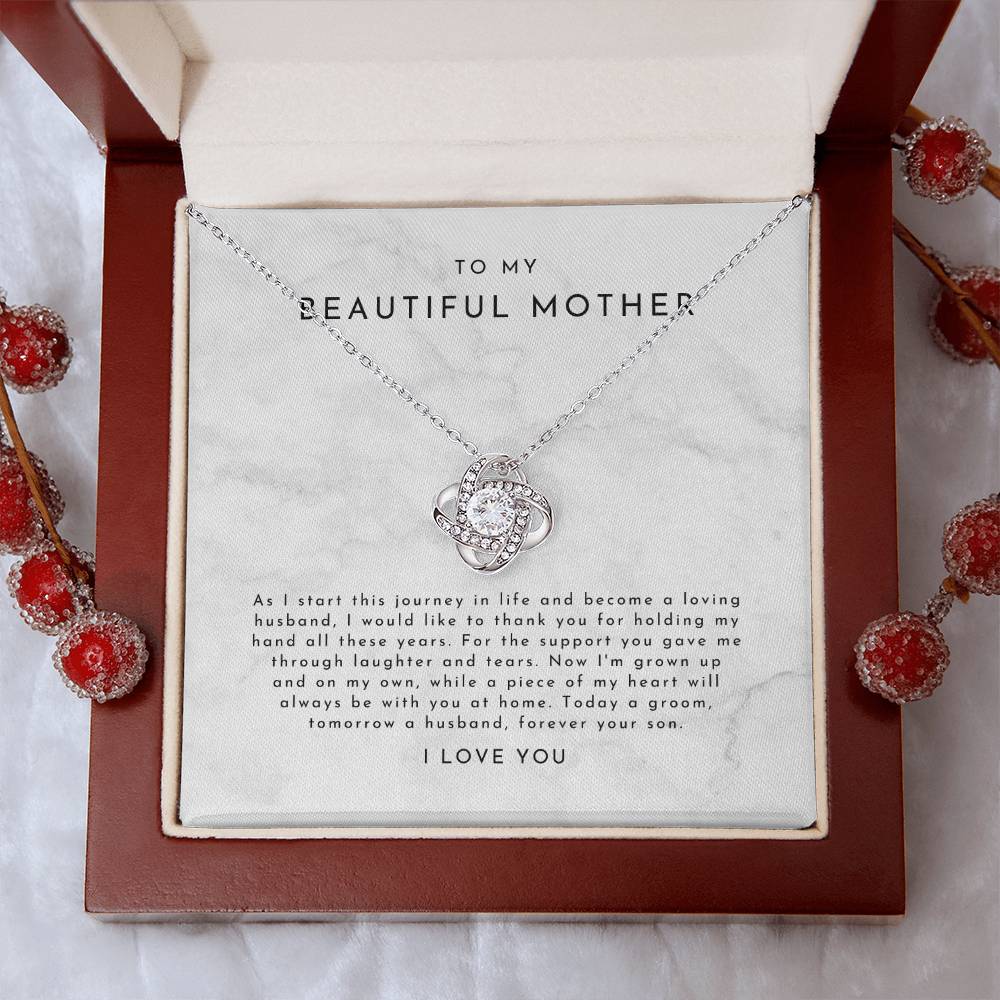 Mother Of The Groom Gift From Son (As I Start This Journey) Love Knot Necklace