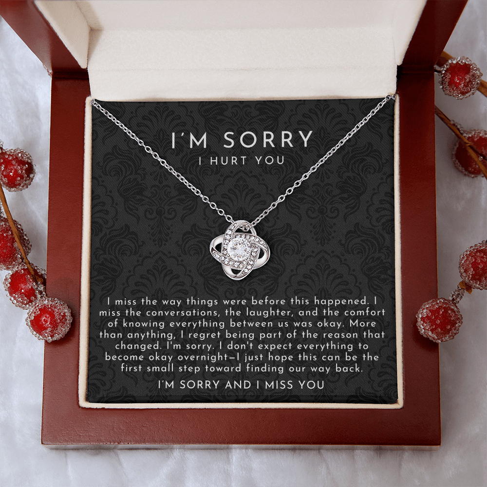 I'm Sorry Apology Love Knot Necklace | I Miss You Black Lace