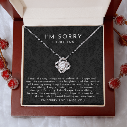 I'm Sorry Apology Love Knot Necklace | I Miss You Black Lace