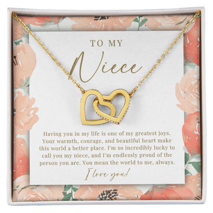 Niece Interlocking Hearts Necklace | Your Beautiful Heart Peachy Floral