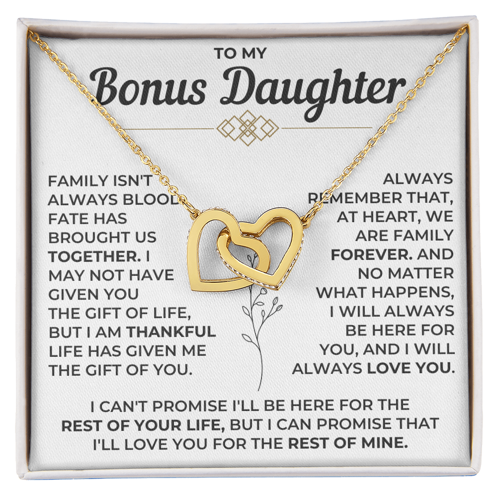To My Bonus Daughter - Interlocking Hearts Necklace