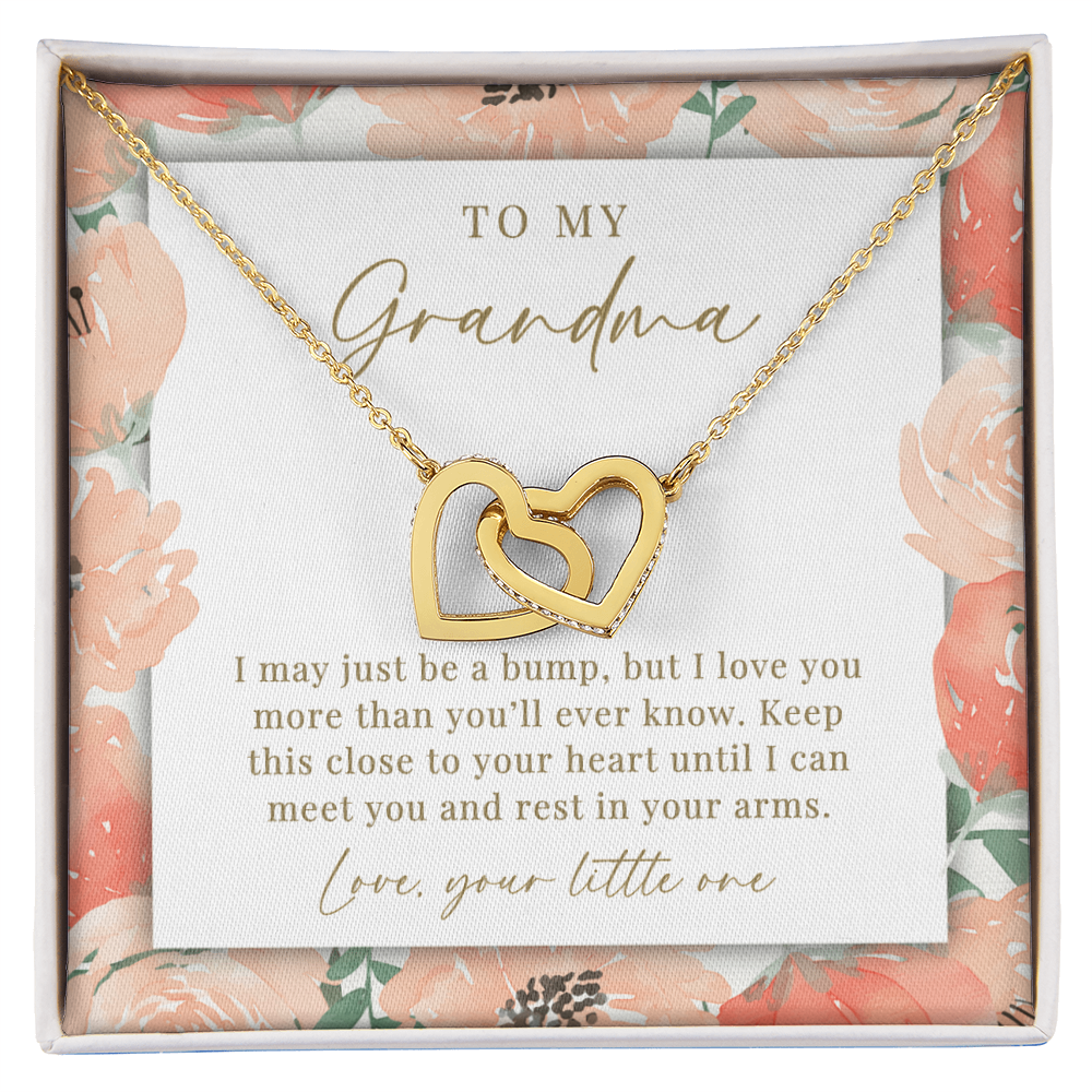 To Grandma From The Bump Interlocking Hearts Necklace | Peachy Floral