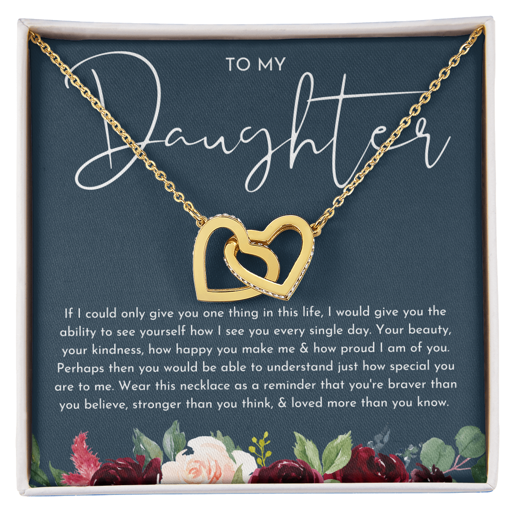 To My Daughter Floral Heart Necklace