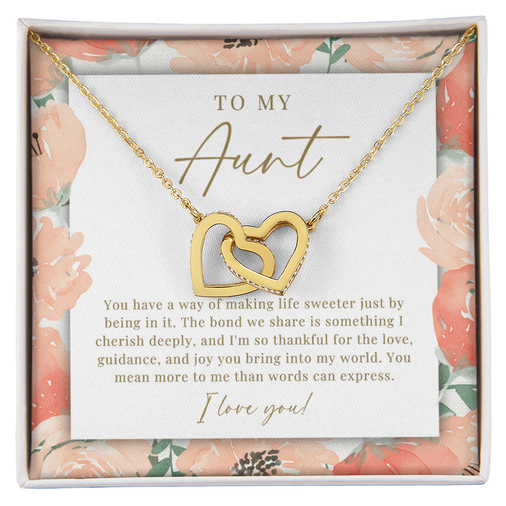 Aunt Interlocking Hearts Necklace | Cherished Deeply Peachy Floral