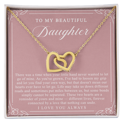 Daughter Interlocking Hearts Necklace | Forever Connected Blush & Floral