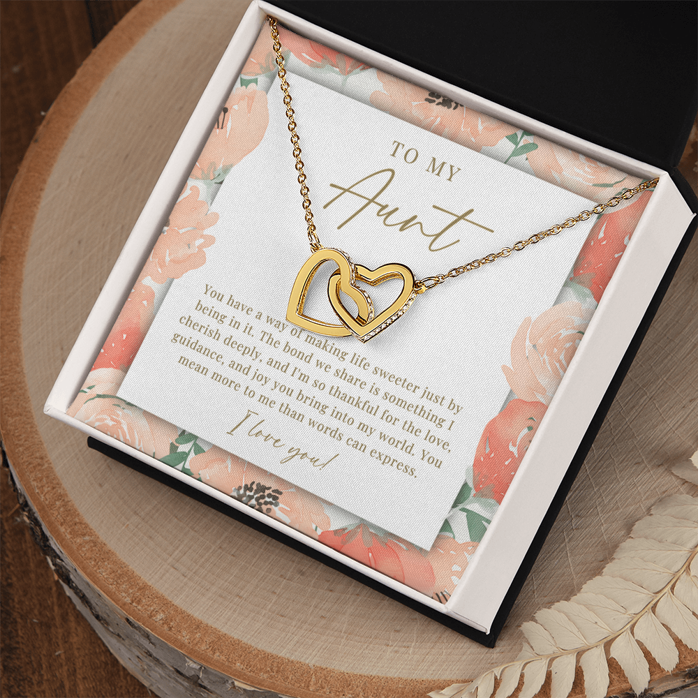 Aunt Interlocking Hearts Necklace | Cherished Deeply Peachy Floral