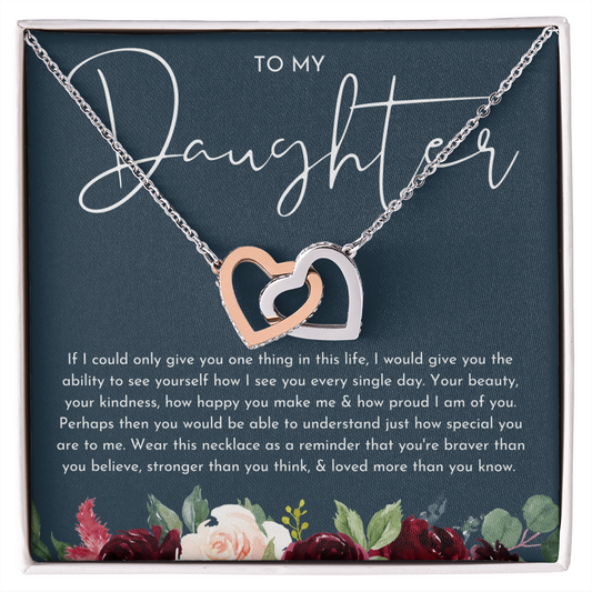 To My Daughter Floral Heart Necklace