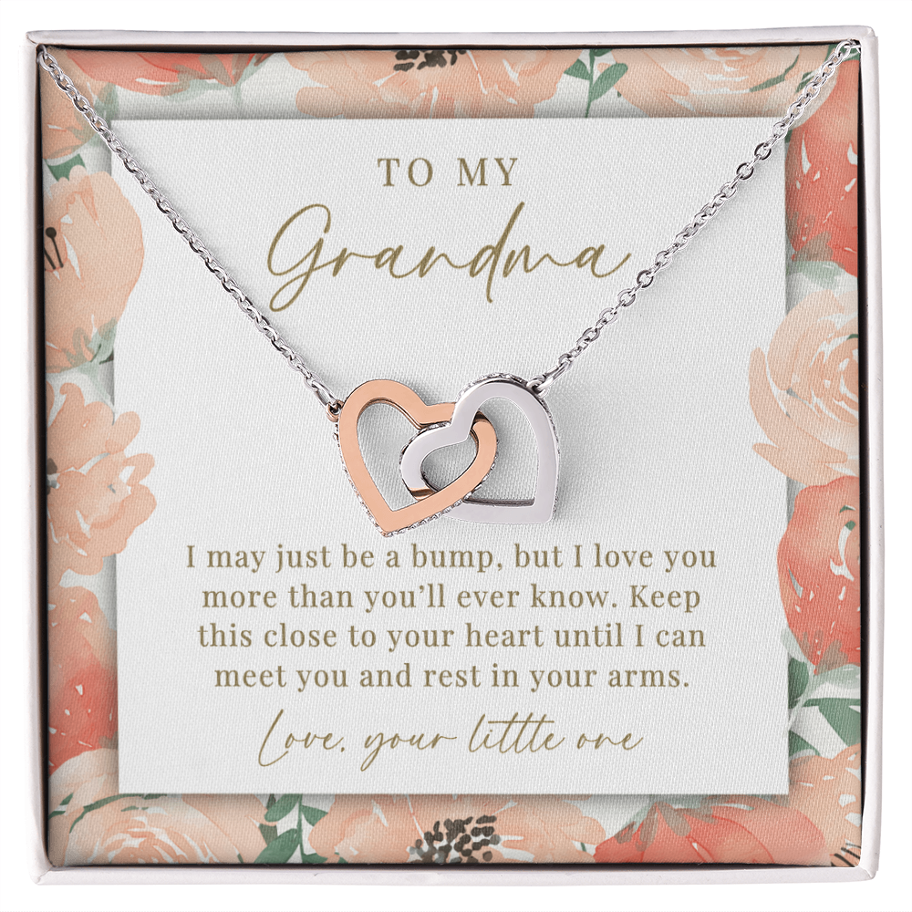 To Grandma From The Bump Interlocking Hearts Necklace | Peachy Floral