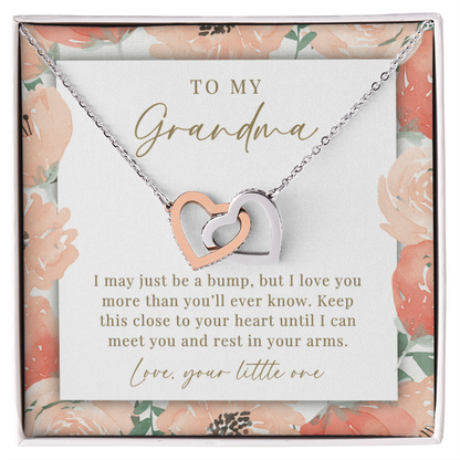 To Grandma From The Bump Interlocking Hearts Necklace | Peachy Floral