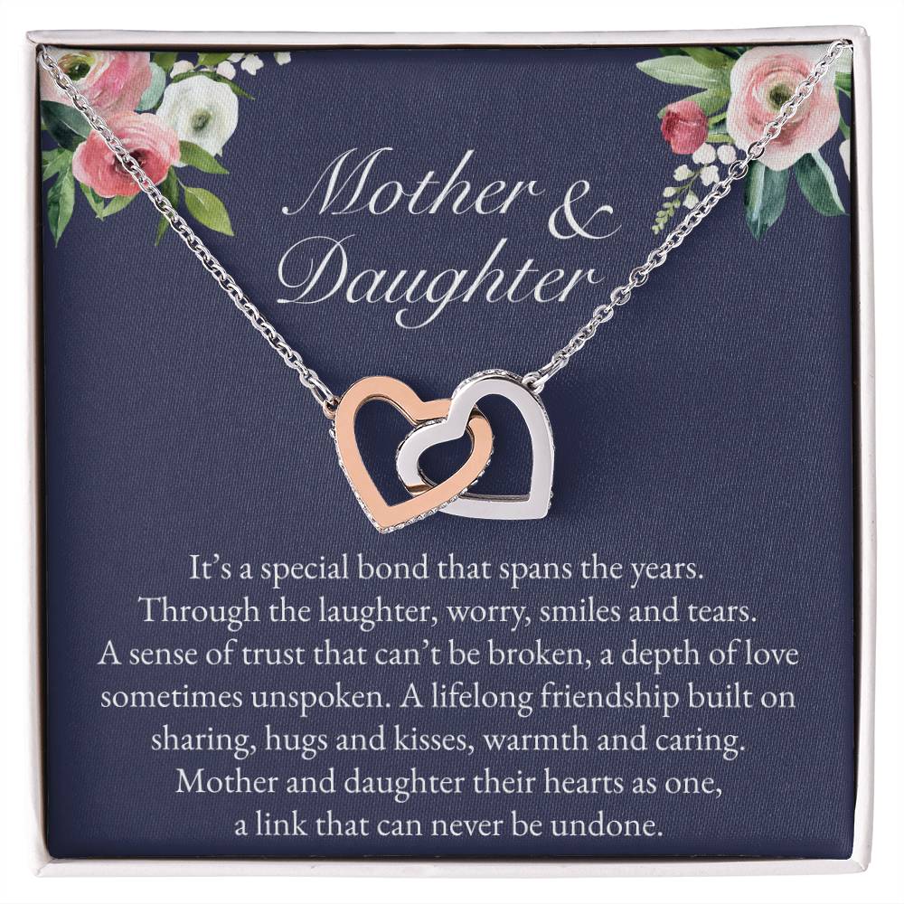 Navy and Blush Floral Mother Daughter Necklace