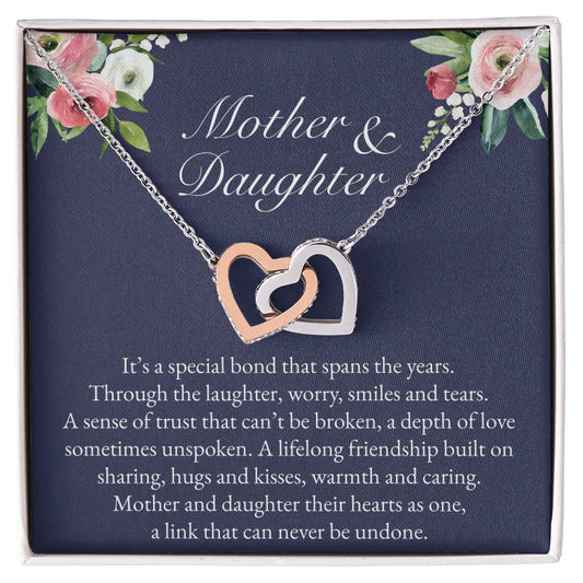 Navy and Blush Floral Mother Daughter Necklace