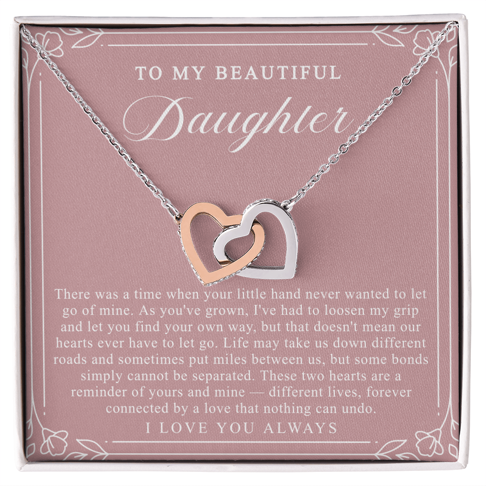Daughter Interlocking Hearts Necklace | Forever Connected Blush & Floral