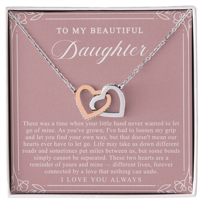 Daughter Interlocking Hearts Necklace | Forever Connected Blush & Floral