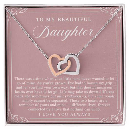 Daughter Interlocking Hearts Necklace | Forever Connected Blush & Floral