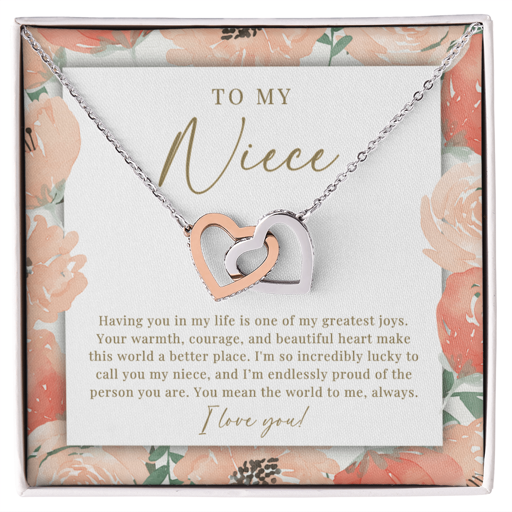 Niece Interlocking Hearts Necklace | Your Beautiful Heart Peachy Floral