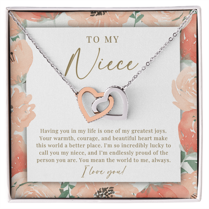 Niece Interlocking Hearts Necklace | Your Beautiful Heart Peachy Floral