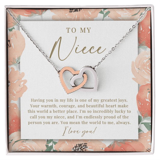 Niece Interlocking Hearts Necklace | Your Beautiful Heart Peachy Floral