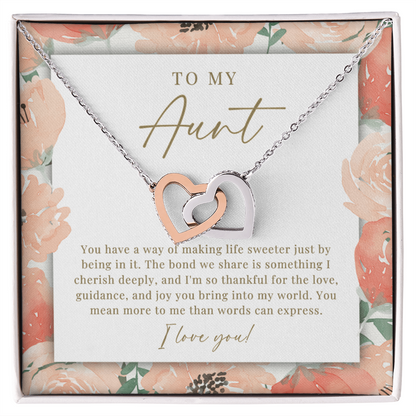 Aunt Interlocking Hearts Necklace | Cherished Deeply Peachy Floral