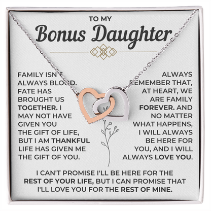 To My Bonus Daughter - Interlocking Hearts Necklace
