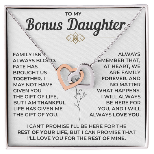 To My Bonus Daughter - Interlocking Hearts Necklace