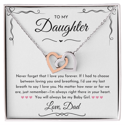 To My Daughter Hearts Necklace From Dad