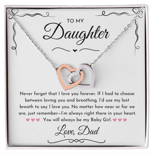To My Daughter Hearts Necklace From Dad