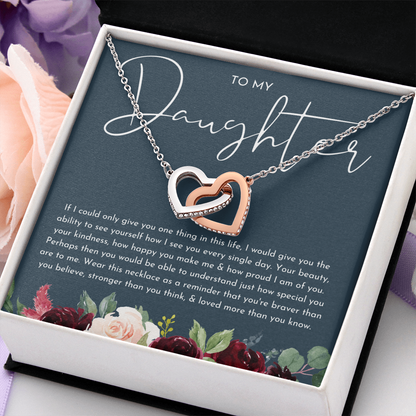 To My Daughter Floral Heart Necklace
